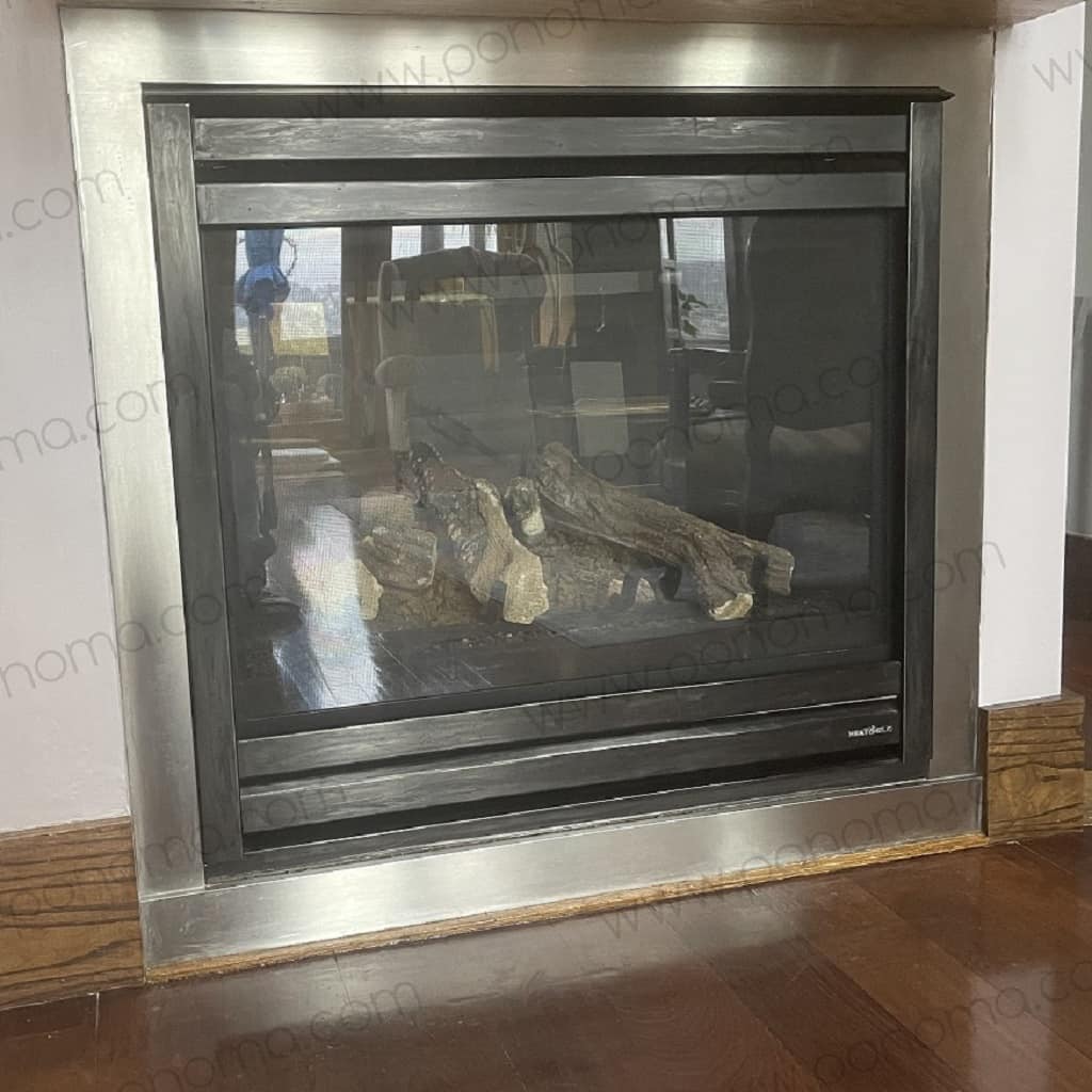 stainless steel fireplace surround