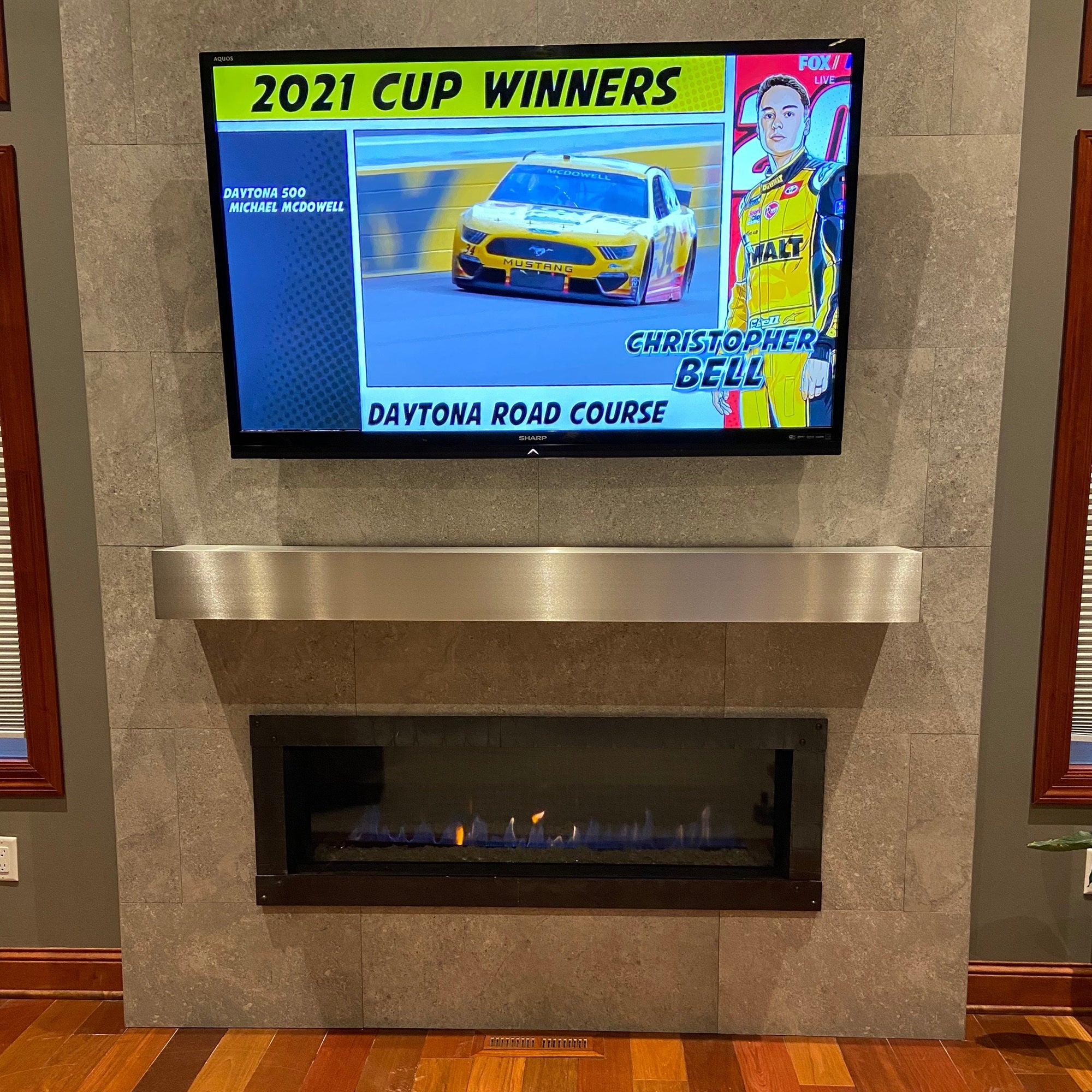 stainless steel fireplace mantel
