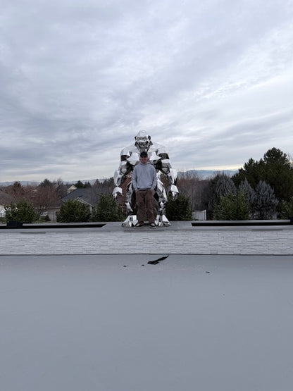 Gorillas sculpture and man 