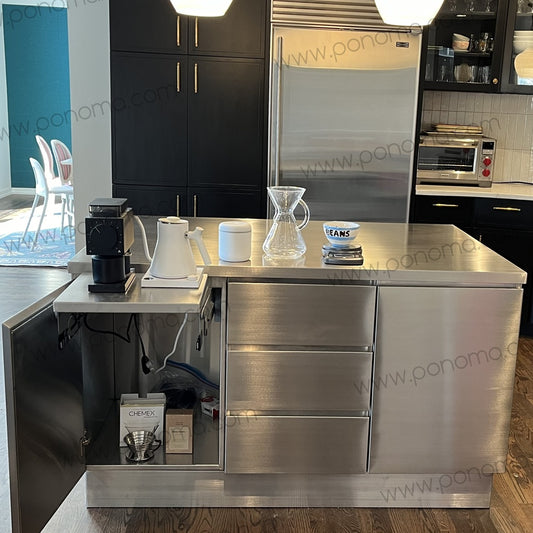 kitchen island, stainless steel kitchen island