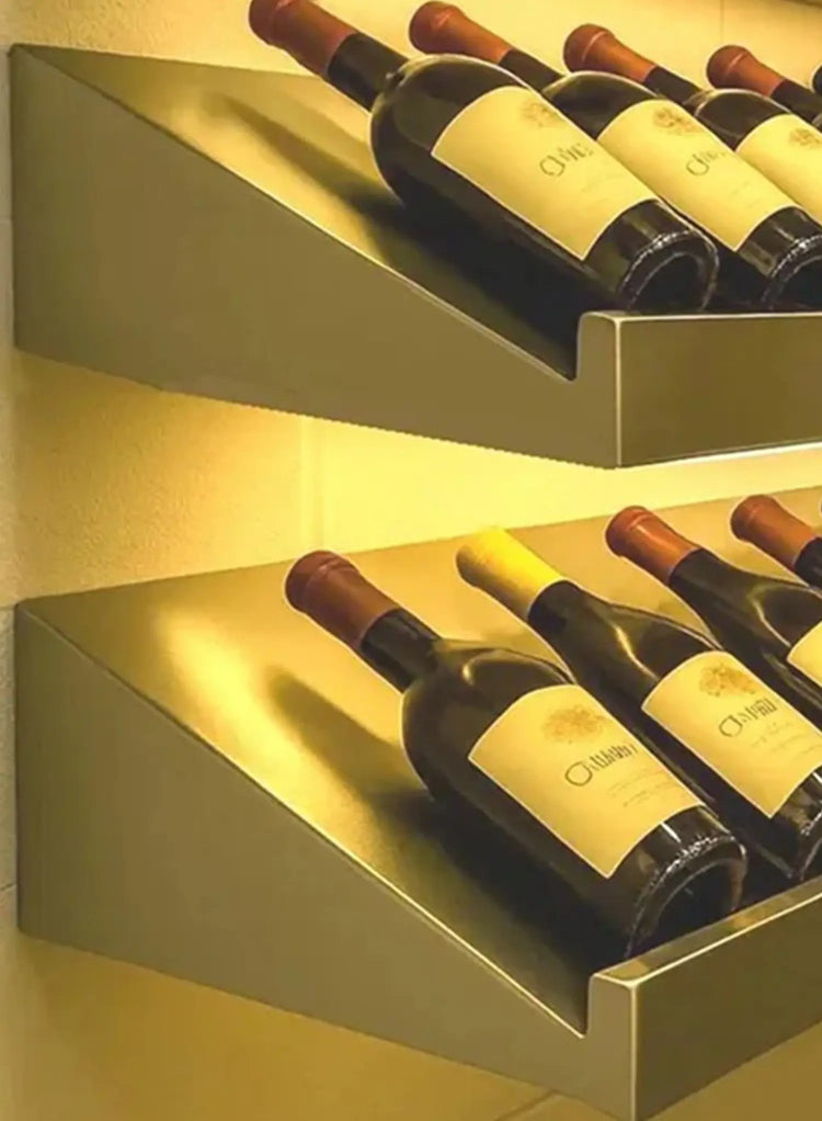 wine shelves with an inclined surface for bottles