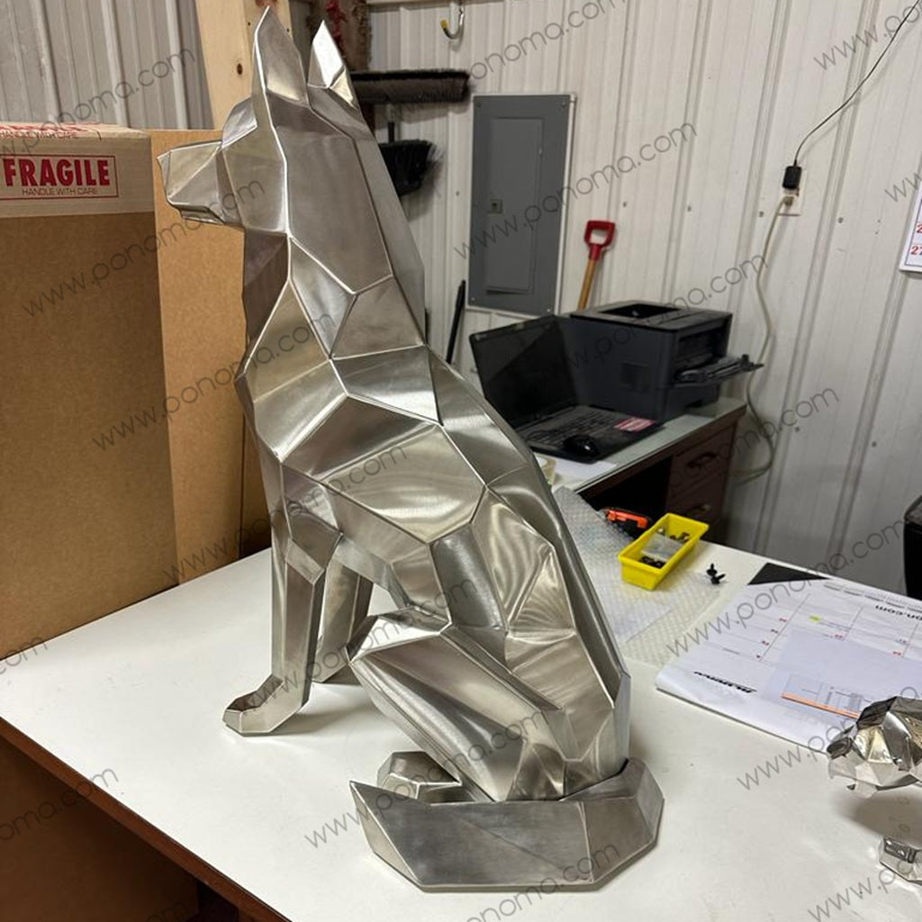 Shepherd sculpture, stainless steel