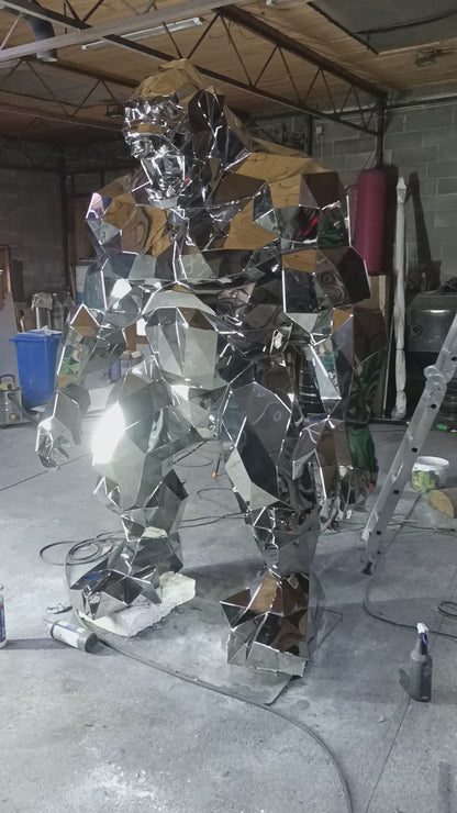 Gorilla stainless steel sculpture