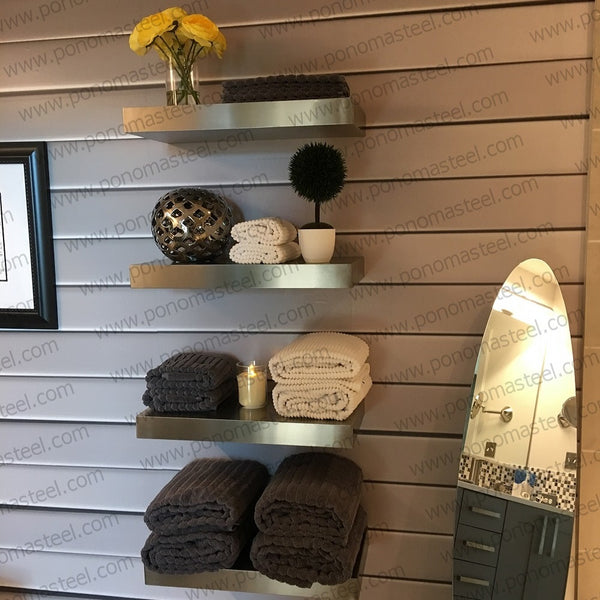 60"x12"x2.5" (cm.152x30,5x6,4) brushed stainless steel floating shelf freeshipping - Ponoma