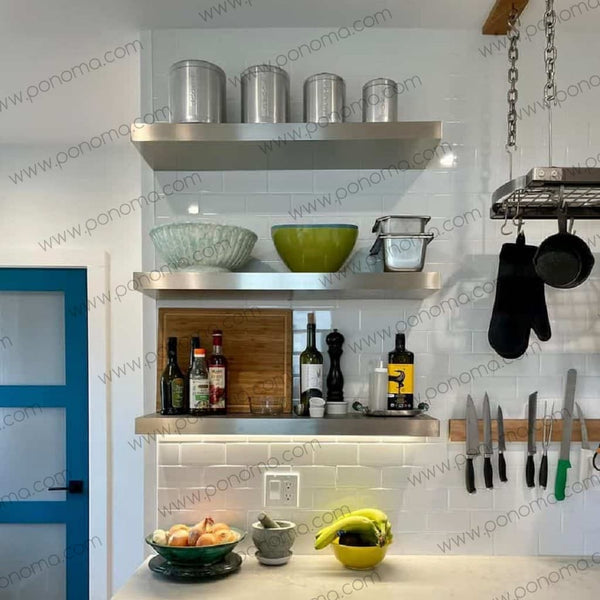 stainless steel floating shelves
