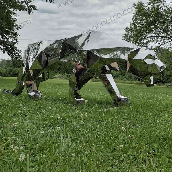 stainless steel panther sculpture