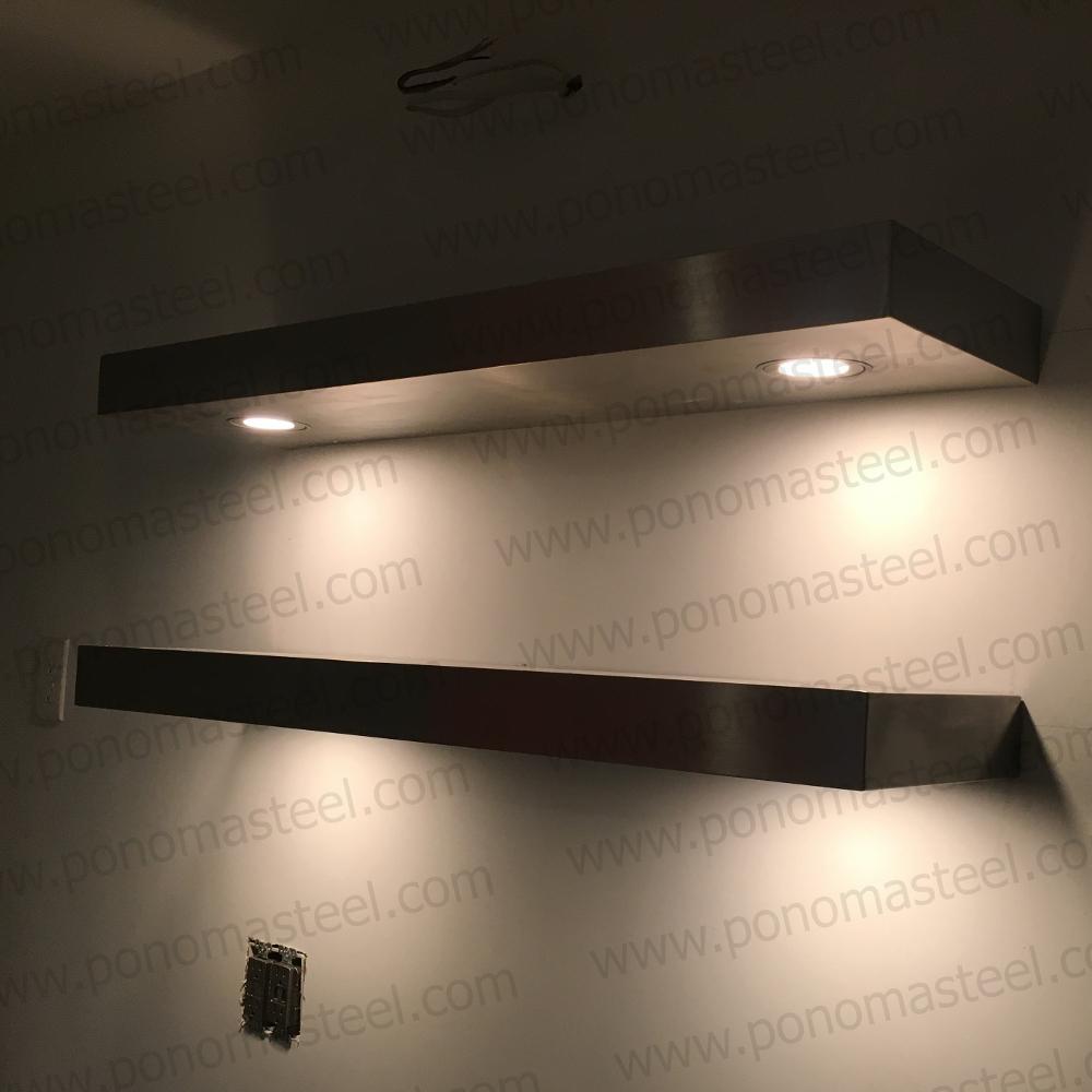 48"x12"x2.0" (cm.121,9x30,5x5,1) painted stainless floating shelf with 2 LED lights freeshipping - Ponoma