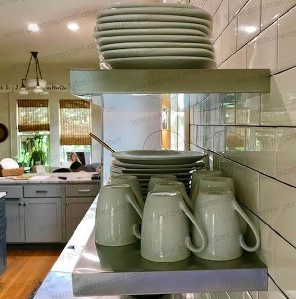 12"x8"x1.5" (cm.30,5x20x3,8) brushed stainless steel floating shelf freeshipping - Ponoma