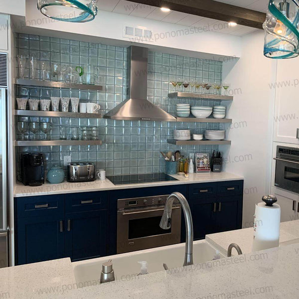 12"x8"x1.5" (cm.30,5x20x3,8) brushed stainless steel floating shelf freeshipping - Ponoma