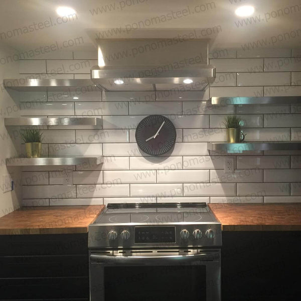 20"x8"x1.5" (cm.50,8x20,3x3,8) brushed stainless steel floating shelf freeshipping - Ponoma