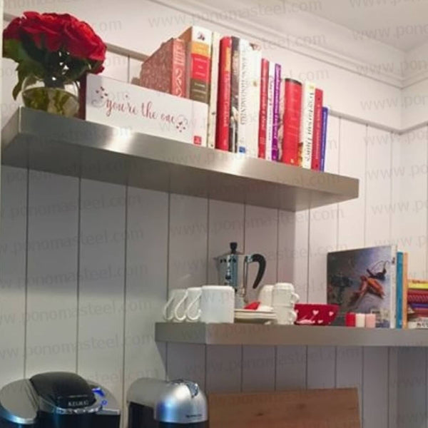 20"x8"x1.5" (cm.50,8x20,3x3,8) brushed stainless steel floating shelf freeshipping - Ponoma