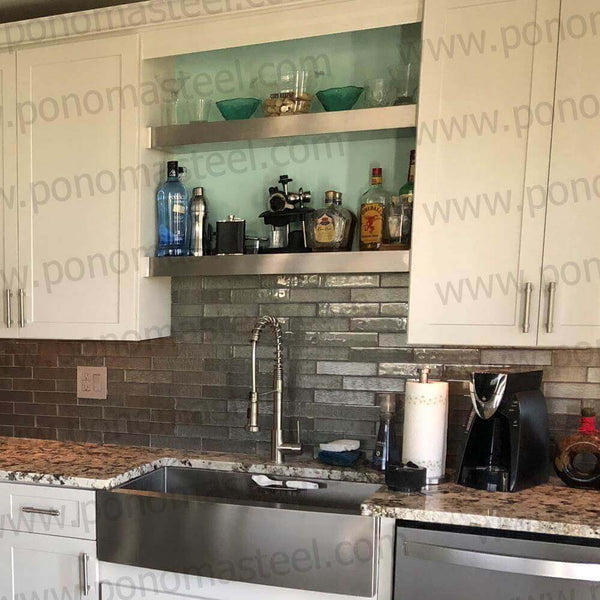 20"x8"x1.5" (cm.50,8x20,3x3,8) brushed stainless steel floating shelf freeshipping - Ponoma