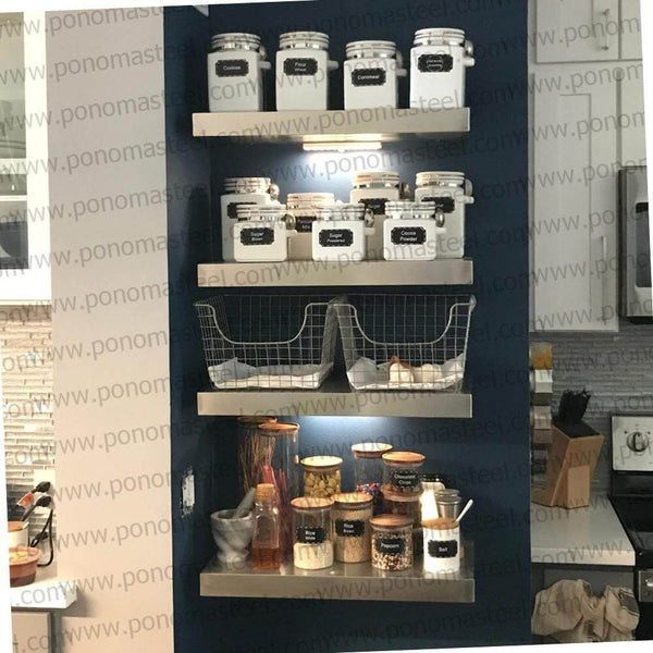 20"x8"x2.0" (cm.50,8x20,3x5,1) brushed stainless steel floating shelf freeshipping - Ponoma