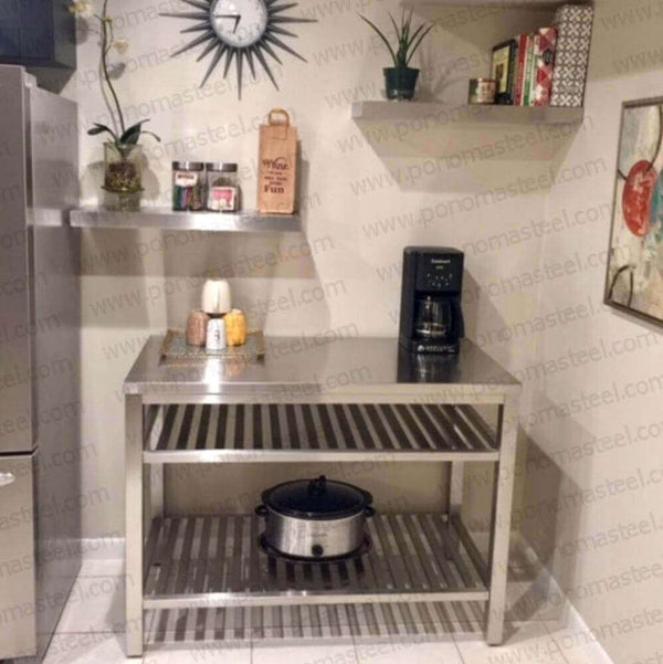 20"x8"x2.0" (cm.50,8x20,3x5,1) brushed stainless steel floating shelf freeshipping - Ponoma