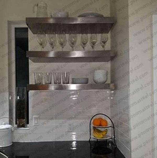 20"x8"x2.0" (cm.50,8x20,3x5,1) brushed stainless steel floating shelf freeshipping - Ponoma