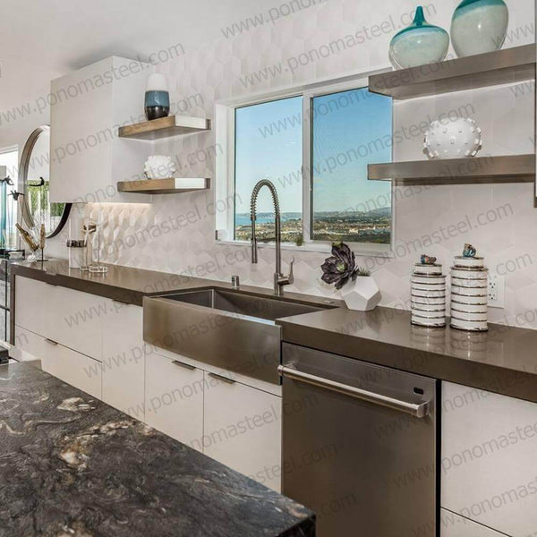 20"x8"x2.0" (cm.50,8x20,3x5,1) brushed stainless steel floating shelf freeshipping - Ponoma