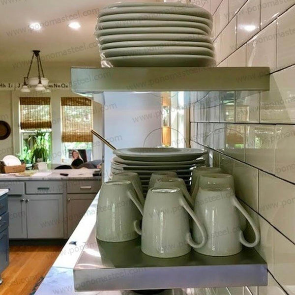 20"x8"x2.0" (cm.50,8x20,3x5,1) brushed stainless steel floating shelf freeshipping - Ponoma