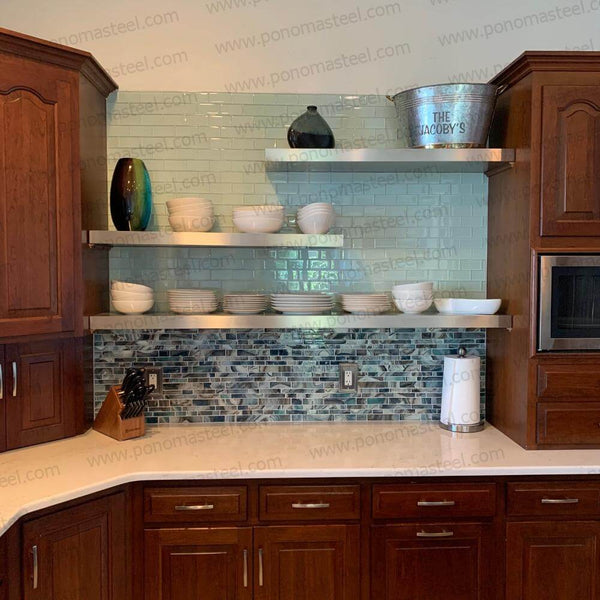 20"x8"x2.0" (cm.50,8x20,3x5,1) brushed stainless steel floating shelf freeshipping - Ponoma