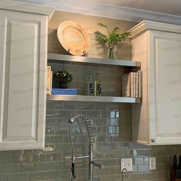 20"x8"x2.0" (cm.50,8x20,3x5,1) brushed stainless steel floating shelf freeshipping - Ponoma