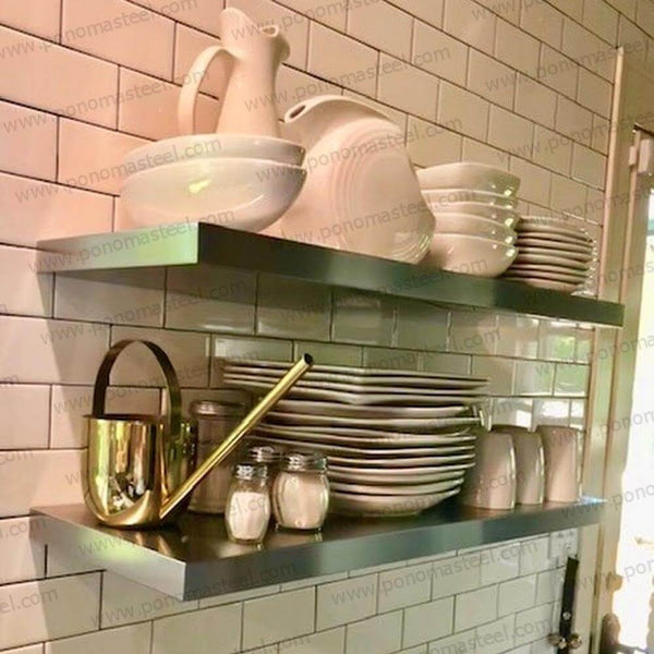 18"x10"x1.5" (cm.46x25,4x3,8) brushed stainless steel floating shelf freeshipping - Ponoma