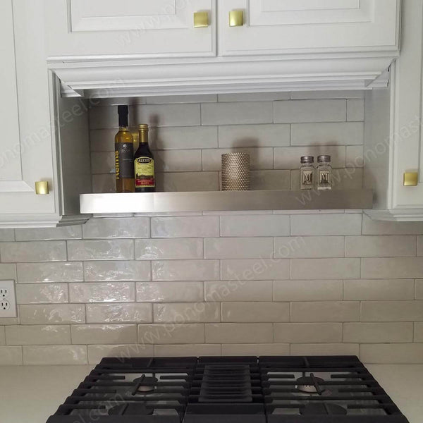 18"x10"x1.5" (cm.46x25,4x3,8) brushed stainless steel floating shelf freeshipping - Ponoma