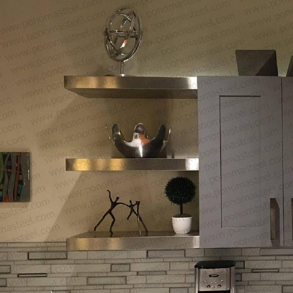 18"x10"x1.5" (cm.46x25,4x3,8) brushed stainless steel floating shelf freeshipping - Ponoma