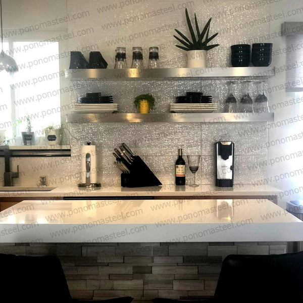 18"x10"x1.5" (cm.46x25,4x3,8) brushed stainless steel floating shelf freeshipping - Ponoma