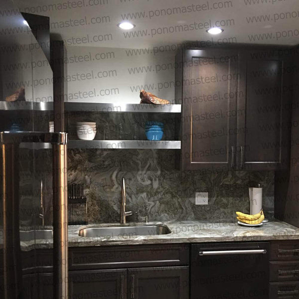 18"x10"x1.5" (cm.46x25,4x3,8) brushed stainless steel floating shelf freeshipping - Ponoma