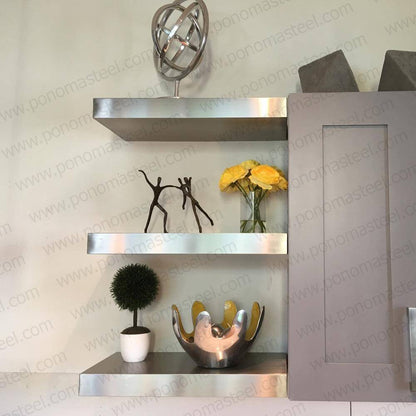 18"x12"x2.0" (cm.46x30,5x5,1) brushed stainless steel floating shelf freeshipping - Ponoma