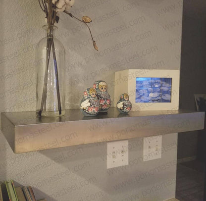 18"x12"x2.0" (cm.46x30,5x5,1) brushed stainless steel floating shelf freeshipping - Ponoma