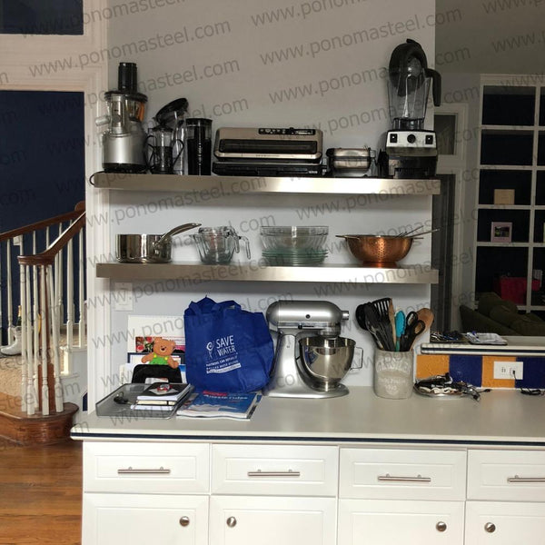 24"x8"x2.0" (cm.61x20,3x5,1) brushed stainless steel floating shelf freeshipping - Ponoma