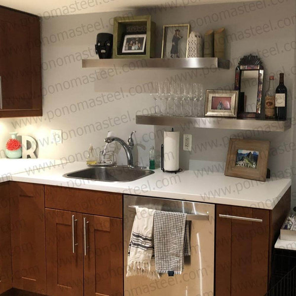 24"x10"x1.5" (cm.61x25,4x3,8) brushed stainless steel floating shelf freeshipping - Ponoma