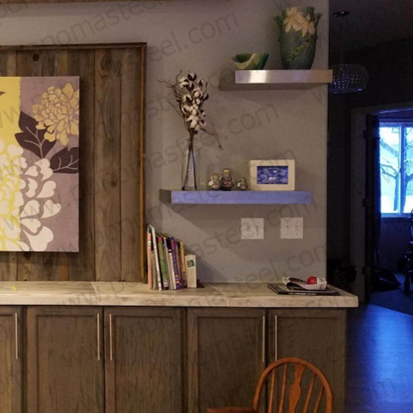 24"x10"x2.5" (cm.61x25,4x6,4) brushed stainless steel floating shelf freeshipping - Ponoma