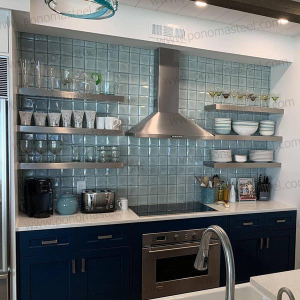 48"x12"x2.5" (cm.121,9x30,5x6,4) brushed stainless steel floating shelf freeshipping - Ponoma