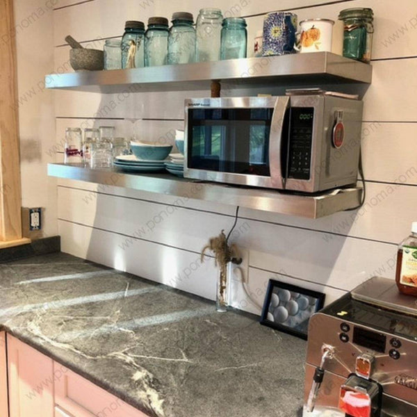 52"x12"x2.0" (cm.132x30,5x5,1) brushed stainless steel floating shelf freeshipping - Ponoma