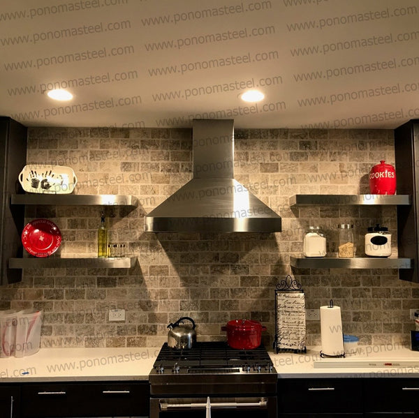 52"x12"x2.0" (cm.132x30,5x5,1) brushed stainless steel floating shelf freeshipping - Ponoma