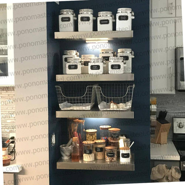 58"x8"x3.0" (cm.147,3x20,3x7,6) brushed stainless steel floating shelf freeshipping - Ponoma