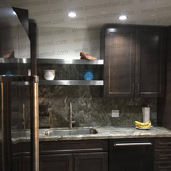 58"x8"x3.0" (cm.147,3x20,3x7,6) brushed stainless steel floating shelf freeshipping - Ponoma