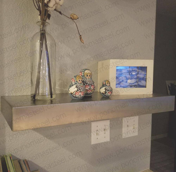 58"x8"x3.0" (cm.147,3x20,3x7,6) brushed stainless steel floating shelf freeshipping - Ponoma