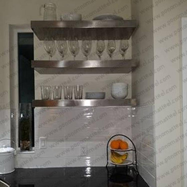 58"x8"x3.0" (cm.147,3x20,3x7,6) brushed stainless steel floating shelf freeshipping - Ponoma