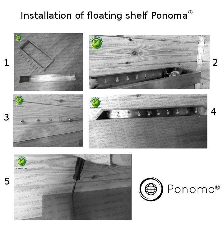 60"x10"x2.0" (cm.152x25,4x5,1) brushed stainless floating shelf with 3 LED lights freeshipping - Ponoma