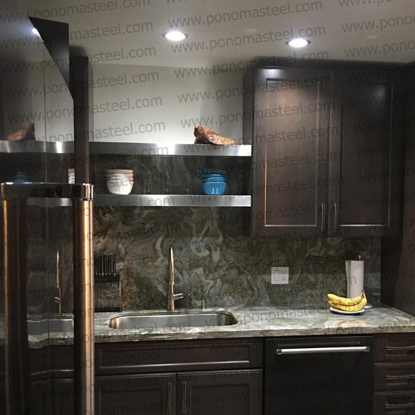 60"x12"x2.5" (cm.152x30,5x6,4) brushed stainless steel floating shelf freeshipping - Ponoma