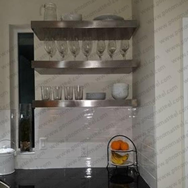 60"x12"x2.5" (cm.152x30,5x6,4) brushed stainless steel floating shelf freeshipping - Ponoma
