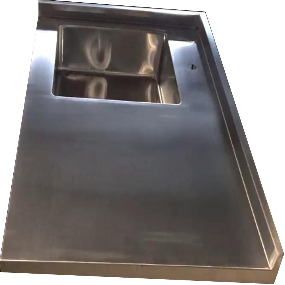 Stainless steel sink countertop Ponoma® with 2" backsplash, brushed seamless freeshipping - Ponoma
