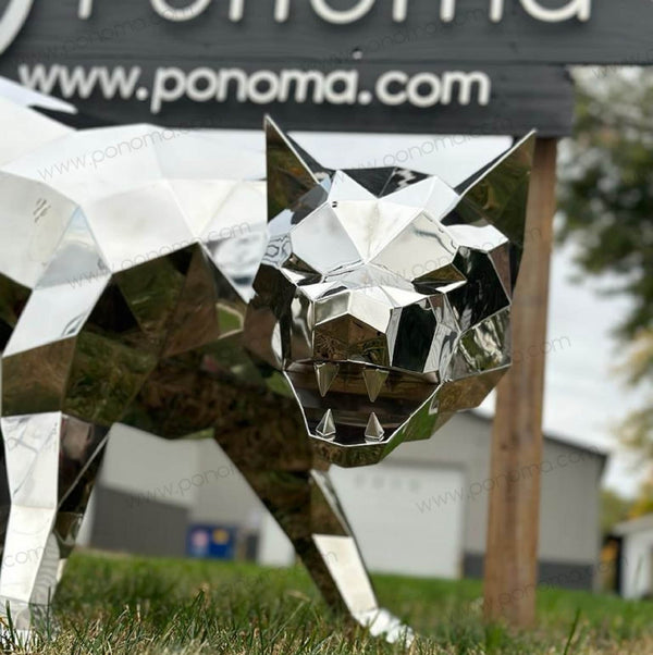 wolf steel sculpture
